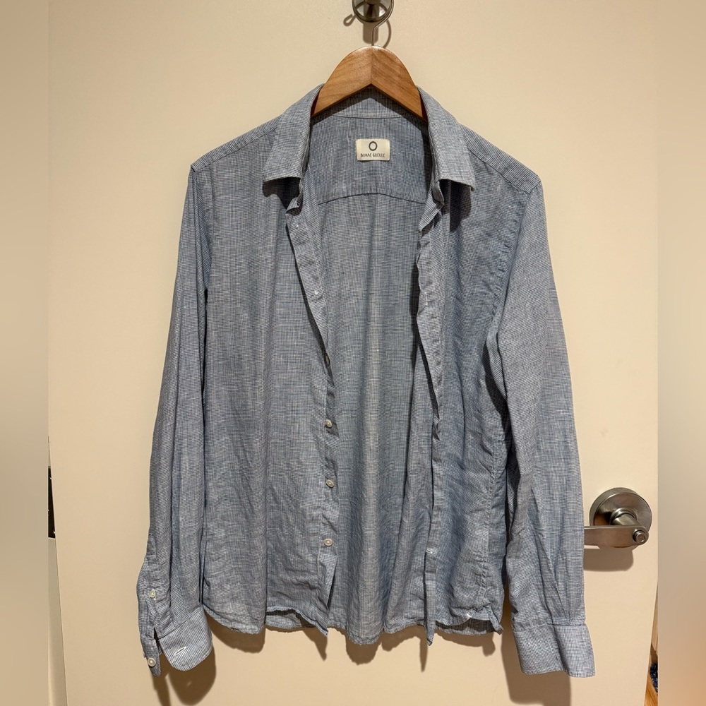 Bonne Gueule French label linen button down shirt size L